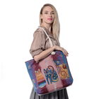 Jute Handtasche, Katzen Muster, Größe 40x349x36 cm, Blau und Rosa image number 2