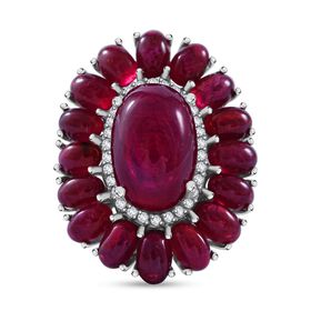 Afrikanischer Rubin (Fissure gefüllt) Ring 925 Silber rhodiniert (Größe 17.00) ca. 22,03 ct