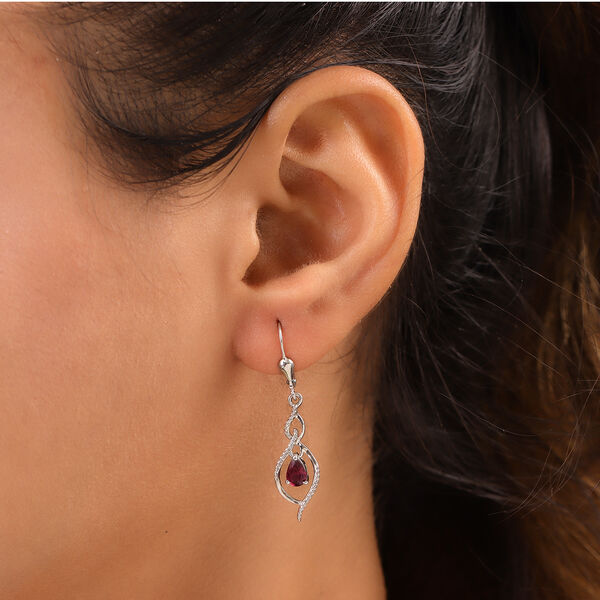 Rhodolith Granat Solit&auml;r Ohrh&auml;nger in Silber 1,00 Ct image number 3