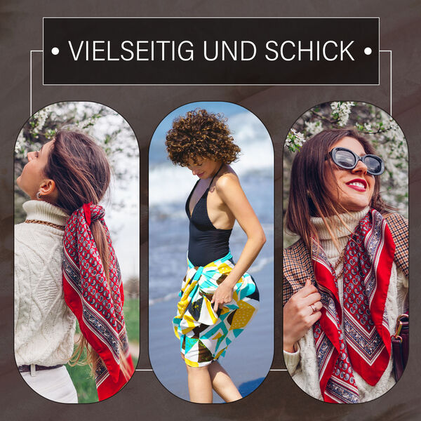 LA MAREY - 100% Maulbeeren-Seidenschal, Chiffon, 110x180cm, Lila und braun image number 4