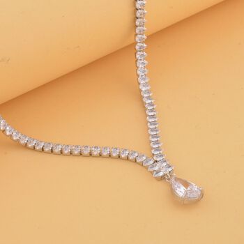 Wei&szlig;es Zirkonia-Mosaik Collier, ca. 50 cm, Messing