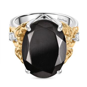 Elite Shungit, Wei&szlig;er Zirkon Ring Nickelfreies Messing (Gr&ouml;&szlig;e 18.00) ca. 6,22 ct