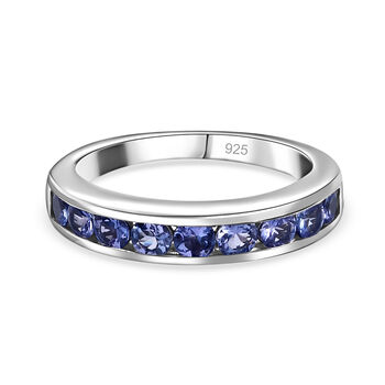 AA Tansanit Band Ring 925 Silber platiniert (Gr&ouml;&szlig;e 16.00) ca. 0,87 ct