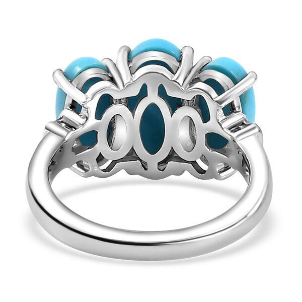 Amerikanischer, natürlicher Sleeping Beauty Türkis und Diamant-Ring, 925 Silber platiniert  ca. 4,68 ct image number 6