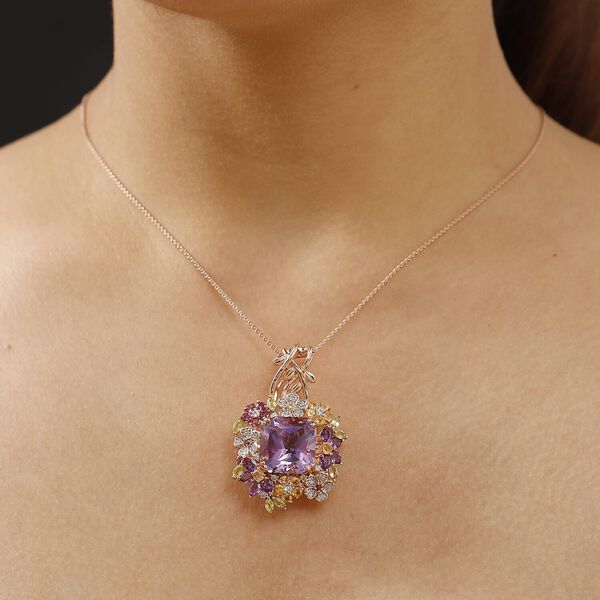 GP Italienische Garten Kollektion - AAA Rose De France Amethyst, Afrikanischer Amethyst Schmuckset 925 Silber 750 Ros&eacute;gold Vermeil ca. 17.45 ct image number 2