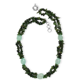 Nephrit und Chalzedon 50+2,5cm Halskette - 500 ct.