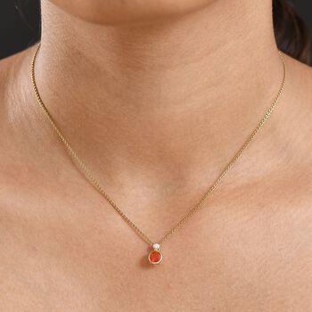 AAA Blaze Feueropal und VS Labor Diamant Anh&auml;nger in 375 Gold - 0,40 ct.