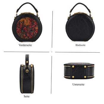 Runde Crossbody-Bag mit Pflaumenbl&uuml;ten-Pr&auml;gung, 19x8x18 cm, Braun