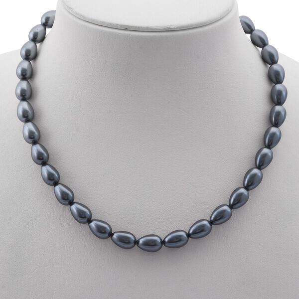 Schwarze-Blaue Muschelkernperle Halskette ca. 45 cm,, 925 Silber image number 2