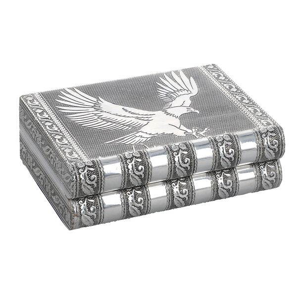 Handgefertigtes, Aluminium-Schmuckk&auml;stchen, silber, Adlerpr&auml;gung