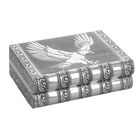 Handgefertigtes, Aluminium-Schmuckkästchen, silber, Adlerprägung