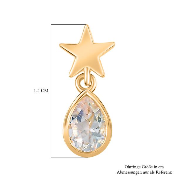 D joy AAA Premium Malagasy Mondstein Galactic Swirl Ohrringe, 925 Silber 750 Gelb Vergoldet ca. 0.77 ct image number 6