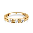 Moissanit Ring, 925 Silber Gelbgold Vermeil, (Größe 16.00), ca. 0.32 ct