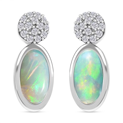AA Natürliche, äthiopische Welo Opal und Zirkon-Ohrringe - 2,09 ct. image number 0