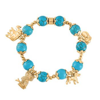 Blauer Howlit Armband ca. Flexibles cm Legierung vergoldet ca. 148.20 ct