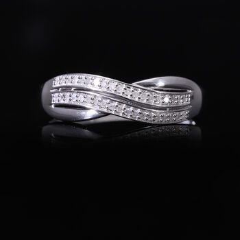 Wei&szlig;er Diamant Ring 925 Silber platiniert (Gr&ouml;&szlig;e 20.00) ca. 0.20 ct