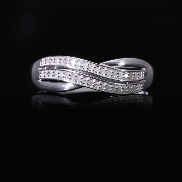Weißer Diamant Ring 925 Silber platiniert (Größe 19.00) ca. 0.20 ct image number 1