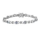 AA Aquamarin, Weißer Zirkon Armband ca. 20 cm 925 Silber rhodiniert ca. 4,87 ct.