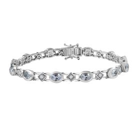 AA Aquamarin, Weißer Zirkon Armband ca. 20 cm 925 Silber rhodiniert ca. 4,87 ct. AA Aquamarin, Weißer Zirkon Armband ca. 20 cm 925 Silber rhodiniert ca. 4,87 ct.