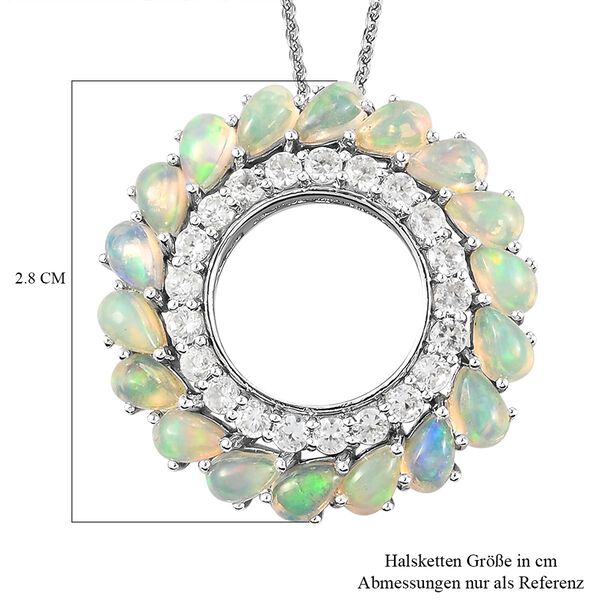 Nat&uuml;rlicher &auml;thiopischer Opal und Zirkon-Kreis-des-Lebens-Anh&auml;nger mit Kette in Silber image number 7