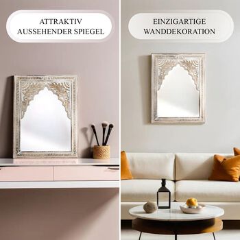 NAKKASHI - handgefertigter Wandspiegel aus Mangoholz, 61 x 45 cm