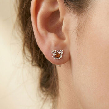 Nat&uuml;rlicher Baltischer Bernstein Schmetterling Ohrringe 925 Silber