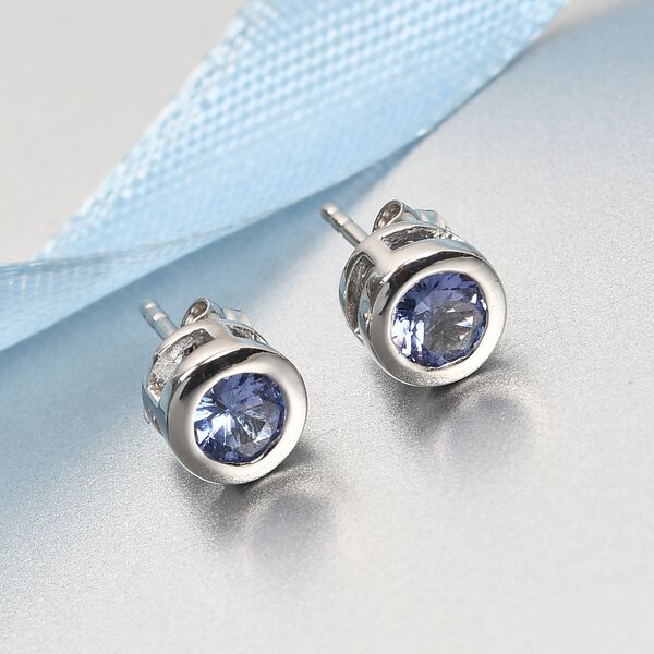 Tansanit Ohrstecker 925 Silber platiniert ca. 0,81 ct image number 2
