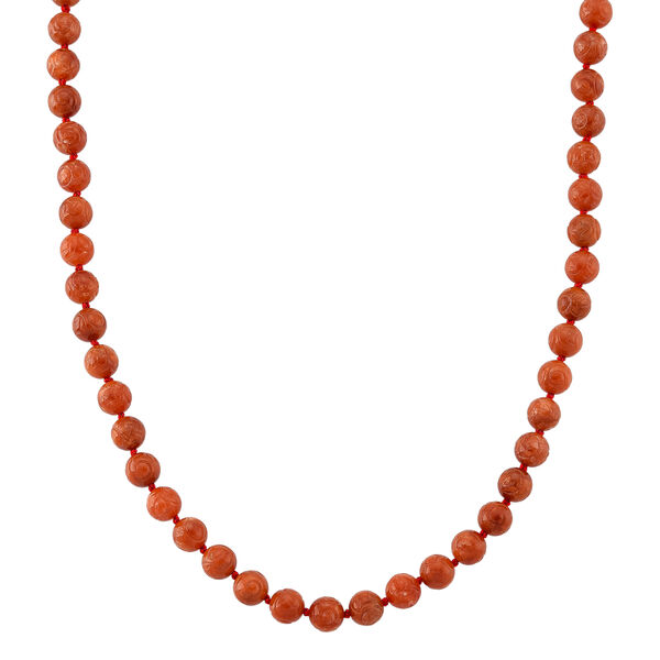D'Joy Burmesischer Rote Jadeit Jade graviert Halskette ca. 50 cm 925 Silber vergoldet ca. 330.00 ct