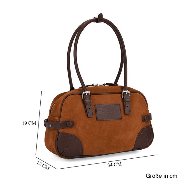 Handtasche aus Echtleder, 34x12x19cm, Braun image number 6