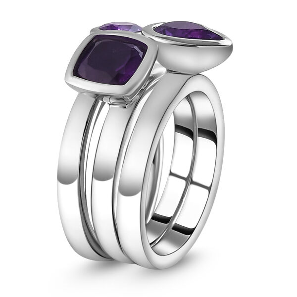 Stapelbarer, afrikanischer Amethyst 3-fach-Ring, Edelstahl ca. 1,87 ct image number 5