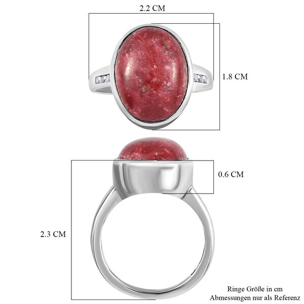 Norwegischer Thulit und wei&szlig;er Zirkon-Ring, 925 Silber platiniert  ca. 7,03 ct image number 7