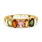 Natürlicher Mehrfach-Turmalin Ring, 925 Silber vergoldet (Größe 16.00) ca. 1,12 ct