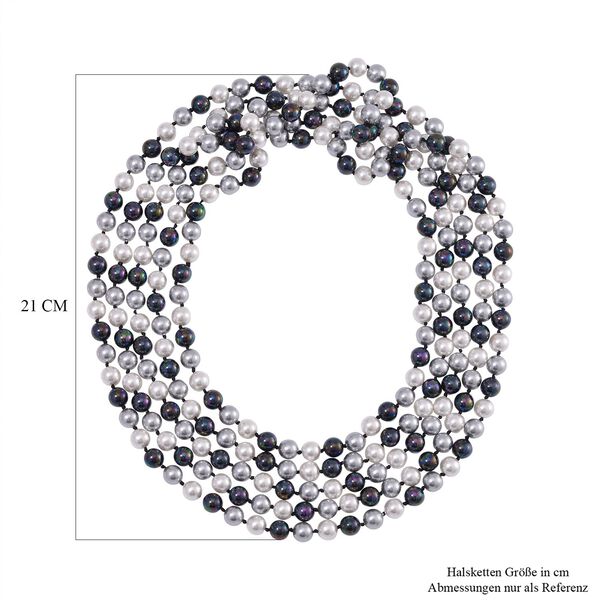 Mehrstr&auml;ngige mehrfarbige Muschelkernperlen-Halskette, 255 cm image number 4