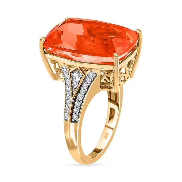 AAA Padparadscha Triplette Quarz, weißer Zirkon Ring, ca. 15,57 ct. image number 5