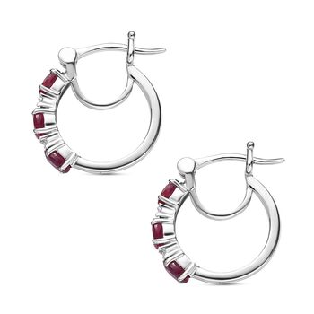 Afrikanischer Rubin (Fissure gef&uuml;llt), Wei&szlig;er Zirkon Ohrringe, 925 Silber platiniert ca. 1.74 ct