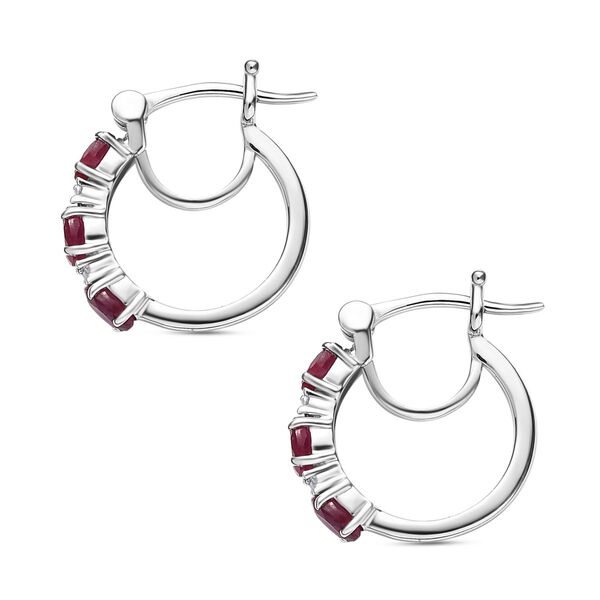 Afrikanischer Rubin (Fissure gefüllt), Weißer Zirkon Ohrringe, 925 Silber platiniert ca. 1.74 ct image number 4