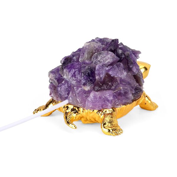 LIVMORE Leuchtende Kristallschildkr&ouml;te, Amethyst Optik, LED Licht, Lila image number 5