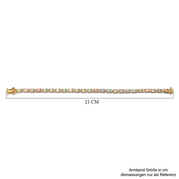 Nat&uuml;rliches, &auml;thiopisches Welo Opal und wei&szlig;es Zirkon-Armband, ca. 19 cm, 925 Silber vergoldet ca. 8,35 ct image number 5