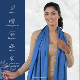 Jacquard-Schal aus Viskose, 70x195 cm, Blau