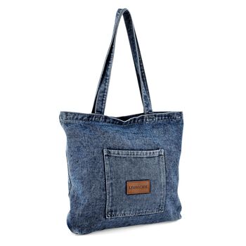 LIVMORE Shopper Tasche mit Rei&szlig;verschlussfach und Innenfach 42 x 34 x 8 cm Hellblau