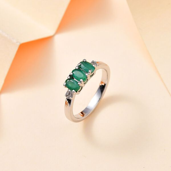 AA Kagem sambischer Smaragd und Diamant Ring - 0,70 ct. image number 2