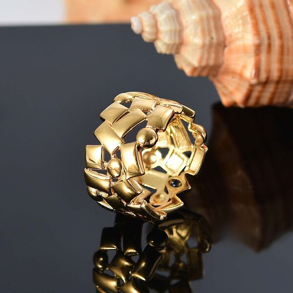 GP Art Roya Deco - Kollektion - Kanchanaburi Blauer Saphir Ring 925 Silber 750 Gelbgold Vermeil (Größe 18.00) image number 1