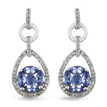 Tansanit Ohrringe 925 Silber platiniert ca. 2,04 ct