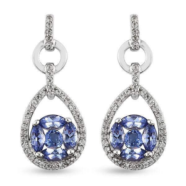 Tansanit Ohrh&auml;nger 925 Silber platiniert ca. 2,04 ct&nbsp;