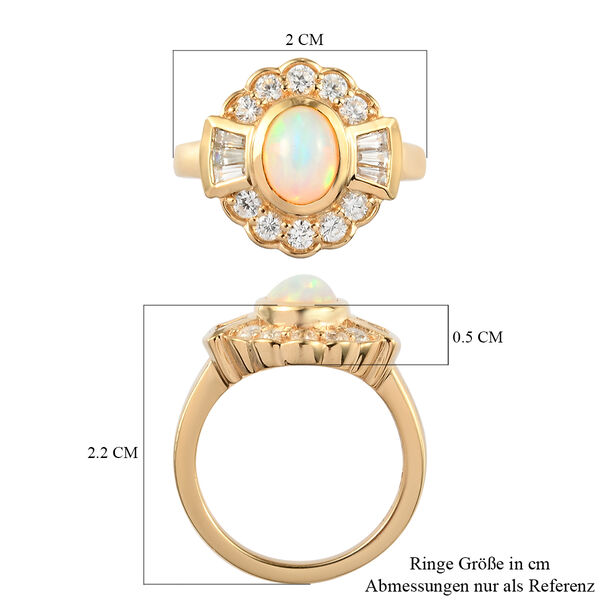 Natürlicher Äthiopischer Opal und Zirkon Ring 925 Silber vergoldet  ca. 1,85 ct image number 7