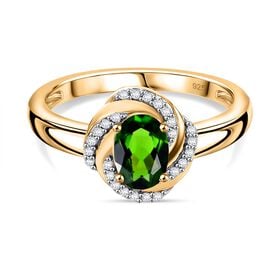 Natürlicher Chromdiopsid und Zirkon-Ring - 0,99 ct.