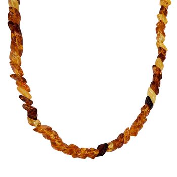 D'Joy Mehrfarbiger Bernstein Halskette ca. 50 cm 925 Silber vergoldet