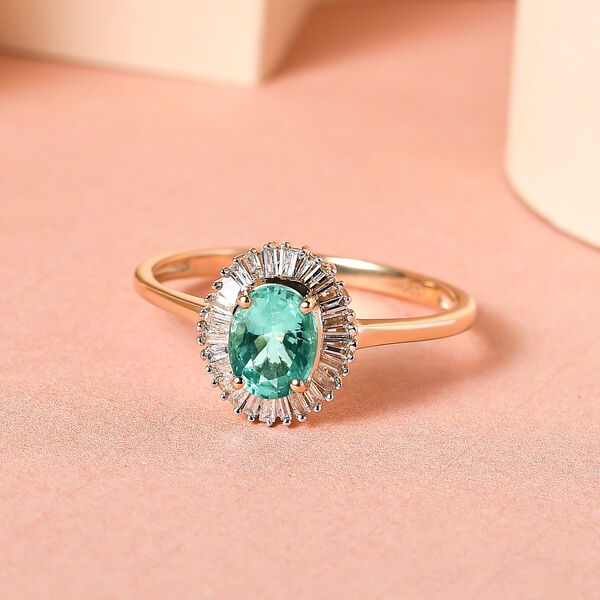 AAA Kolumbianischer Smaragd, Wei&szlig;er Diamant Ring 585 Gold (Gr&ouml;&szlig;e 18.00) ca. 0,85 ct image number 2