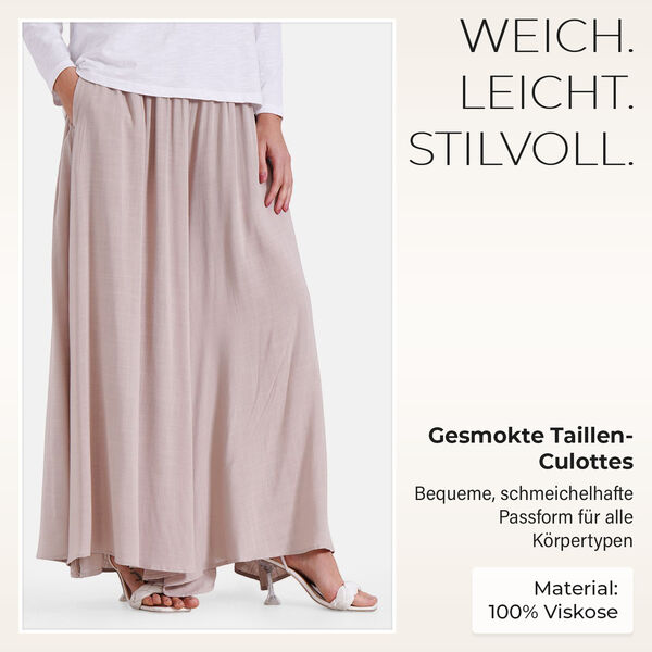 Gesmokte Taillen-Culottes, locker, bequem, elastischer Bund, Einheitsgr&ouml;&szlig;e, Khaki image number 2