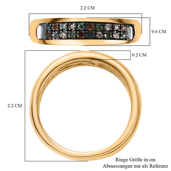 D'Joy Blauer Diamant, Roter Diamant Ring 925 Silber 750 Gelbgold Vermeil (Größe 21.00) ca. 0.12 ct image number 6